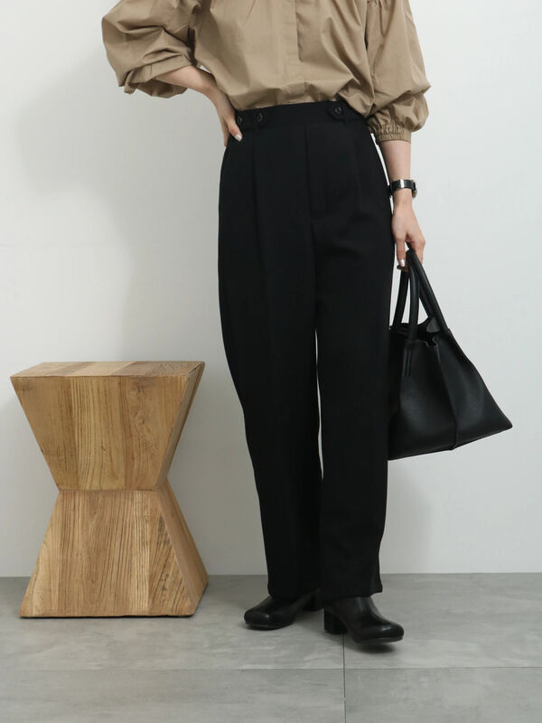 サイドベルトタックパンツ（ボトムス/パンツ）【セール】｜Samansa