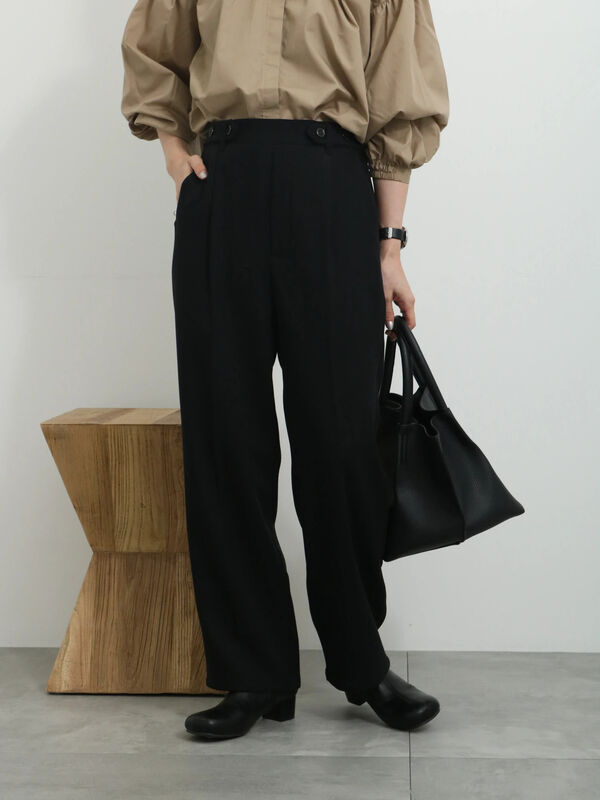 サイドベルトタックパンツ（ボトムス/パンツ）【セール】｜Samansa