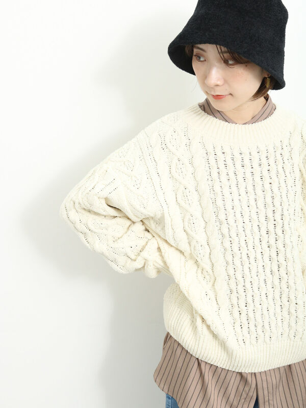 マットモールケーブルニットプルオーバー（トップス/ニット