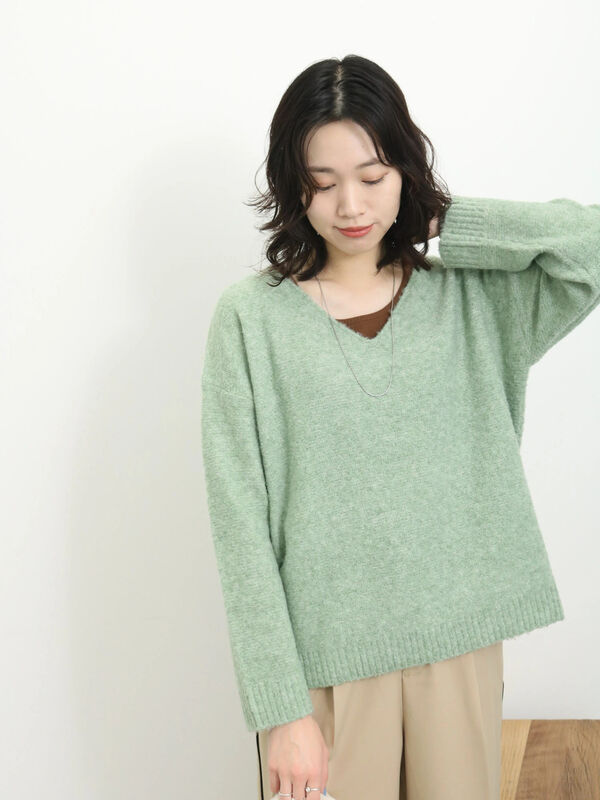 Vネックブークレニットプルオーバー（トップス/ニット・セーター