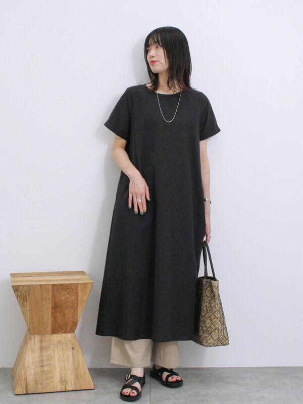 イージーケア】リネン混マキシフレアワンピース（ワンピース