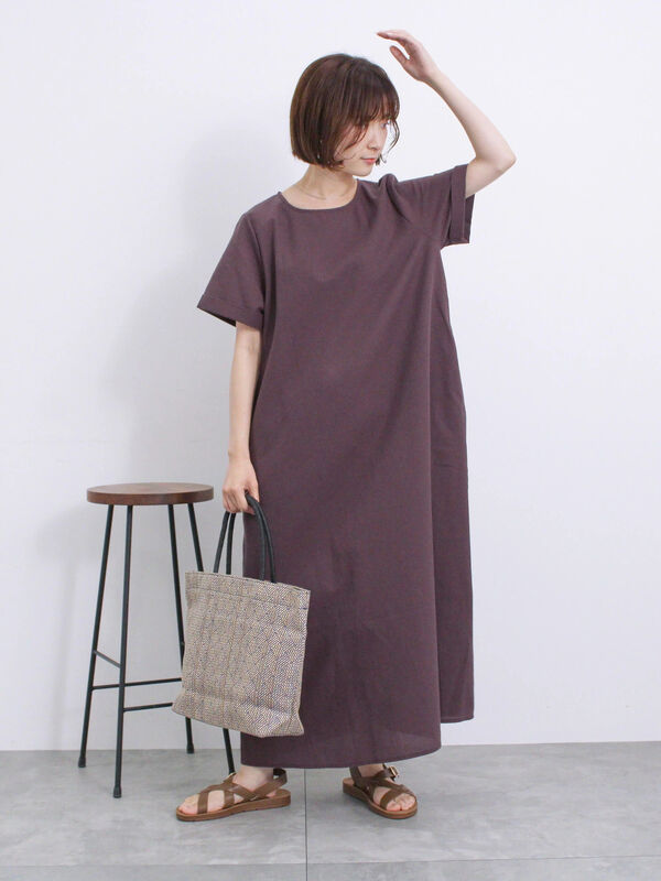 イージーケア】リネン混マキシフレアワンピース（ワンピース