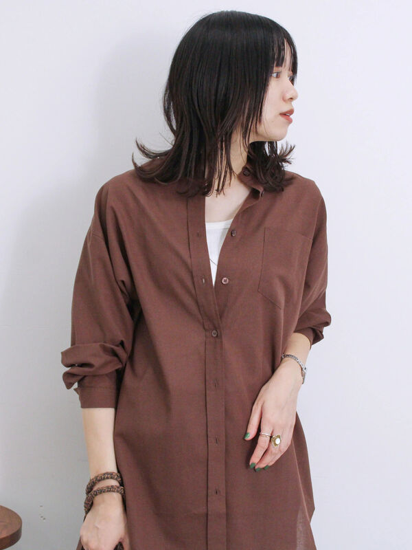 イージーケア】リネン混シャツチュニック（トップス/シャツ・ブラウス