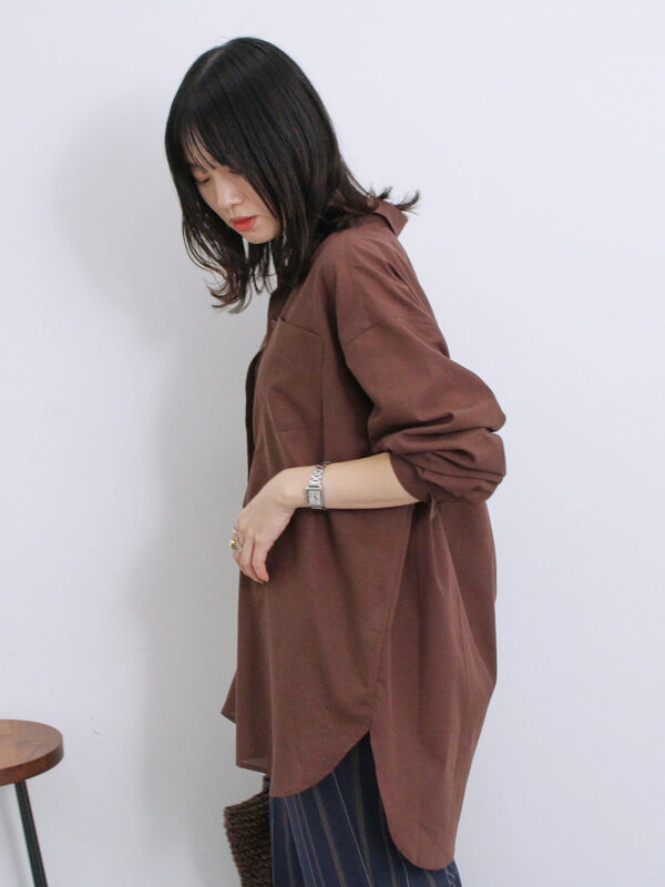 イージーケア】リネン混シャツチュニック（トップス/シャツ・ブラウス