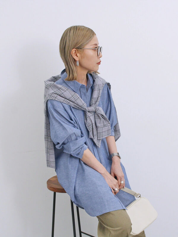 イージーケア】リネン混シャツチュニック（トップス/シャツ・ブラウス