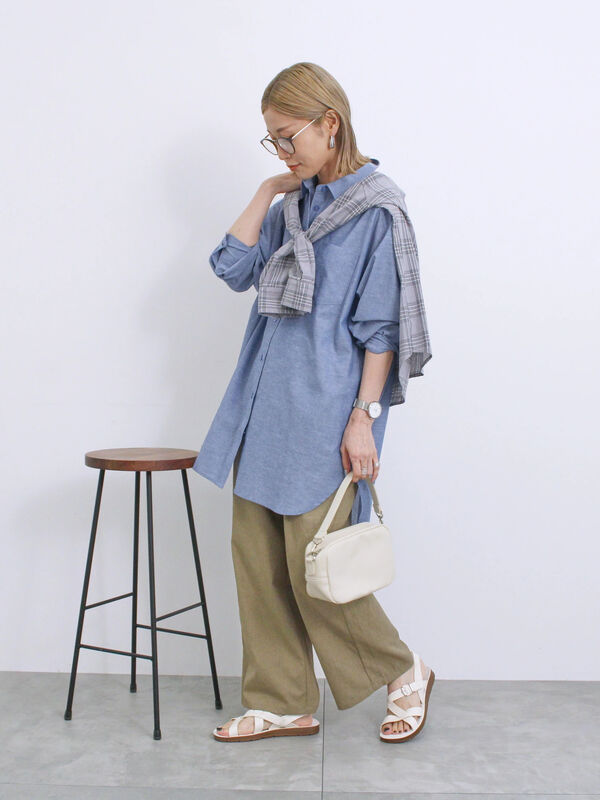 イージーケア】リネン混シャツチュニック（トップス/シャツ・ブラウス