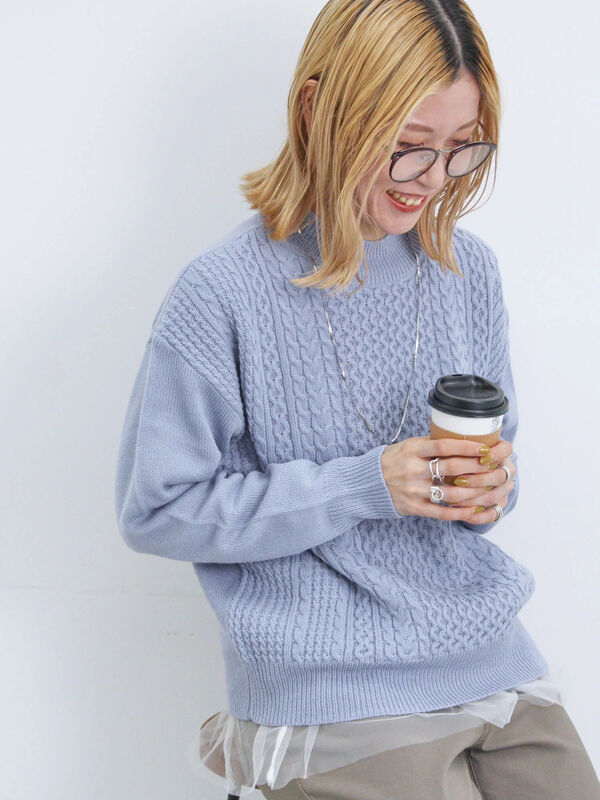 マシンウォッシャブル】ケーブルニットプルオーバー（トップス/ニット