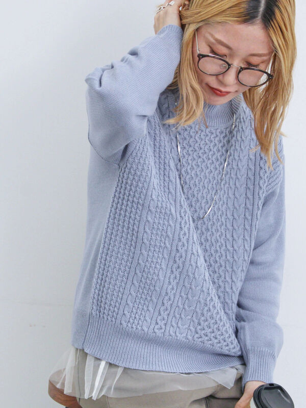 マシンウォッシャブル】ケーブルニットプルオーバー（トップス/ニット