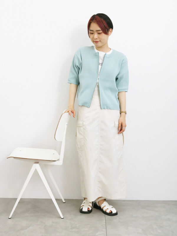 人気♡モスキーノ【S相当】カラフルボタンモチーフ アンサンブル レーヨン混 ◎ダブルジップニットカーディガン（トップス/カーディガン）【セール