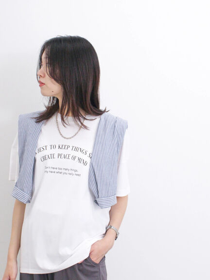 ロゴプリントチュニックTシャツ（オフホワイト/チャコールグレー/オレンジ）｜Samansa Mos2 blue（サマンサモスモス ブルー）通販