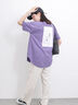 【USAコットン】フォトプリントチュニックTシャツ（オフホワイト/ブラック/パープル）｜Samansa Mos2 blue（サマンサモスモス ブルー）通販