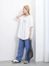 【USAコットン】フォトプリントチュニックTシャツ（オフホワイト/ブラック/パープル）｜Samansa Mos2 blue（サマンサモスモス ブルー）通販