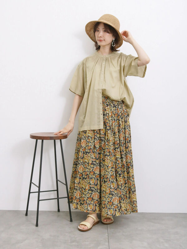 【サマンサモスモス】　花柄ロングスカート ベージュ 美品☆サマンサモスモス 花柄レース ロングスカート ベージュ
