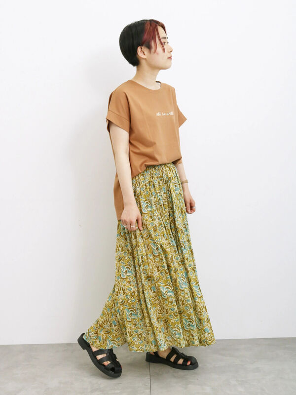 280*SM2＊花柄スカート セール】 【Made in India】花柄ボイルギャザースカート