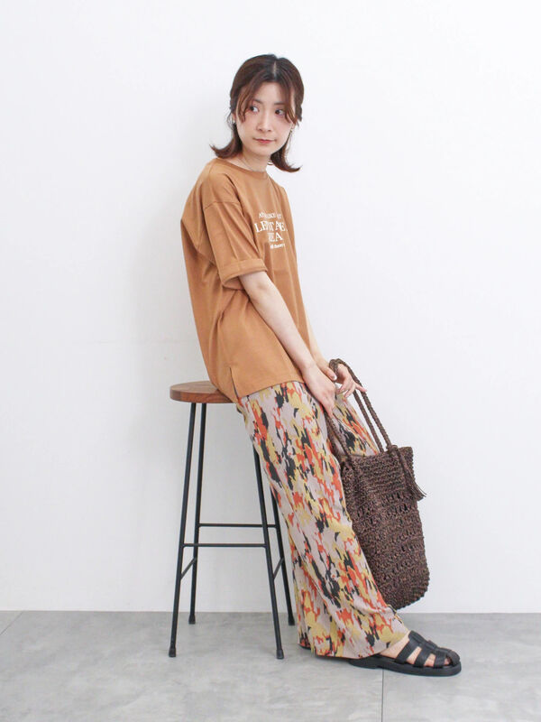 楊柳プリントワイドパンツ（ボトムス/パンツ）【セール】｜Samansa