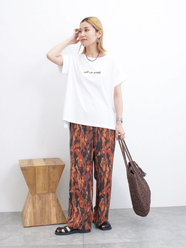 楊柳プリントワイドパンツ（ボトムス/パンツ）【セール】｜Samansa