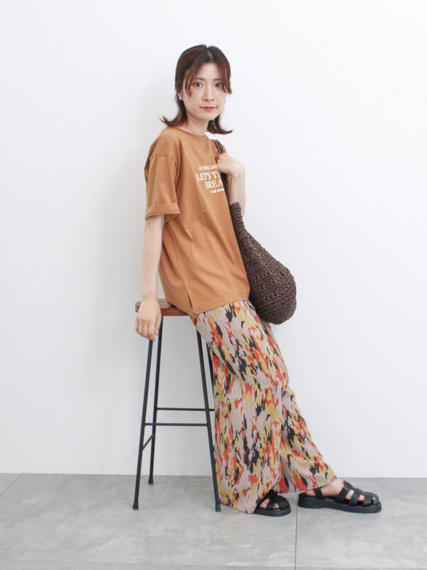 楊柳プリントワイドパンツ（ボトムス/パンツ）【セール】｜Samansa