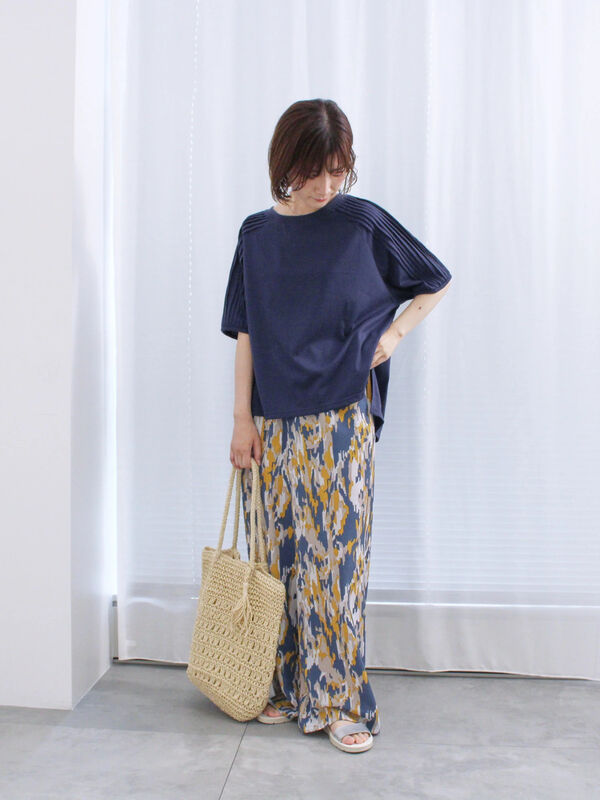 楊柳プリントワイドパンツ（ボトムス/パンツ）【セール】｜Samansa