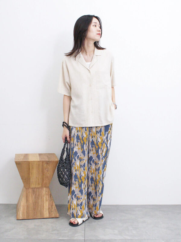 楊柳プリントワイドパンツ（ボトムス/パンツ）【セール】｜Samansa