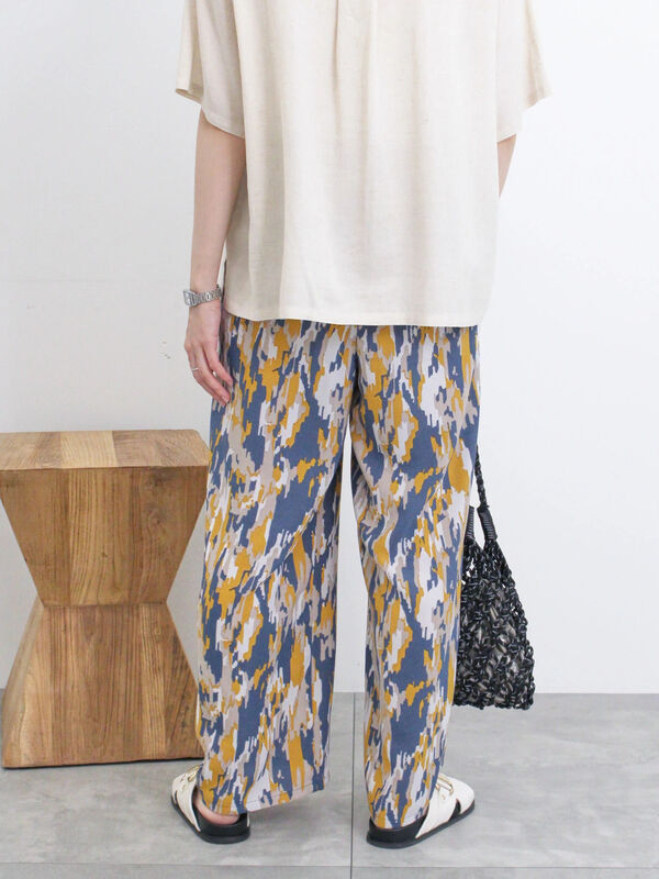 楊柳プリントワイドパンツ（ボトムス/パンツ）【セール】｜Samansa