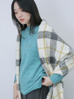 美品✨【パドカレ】アシンメトリー フレア ニット セーター モヘヤ 混 ブラウン セール】ショート丈ダメージニットセーター（ニット/セーター