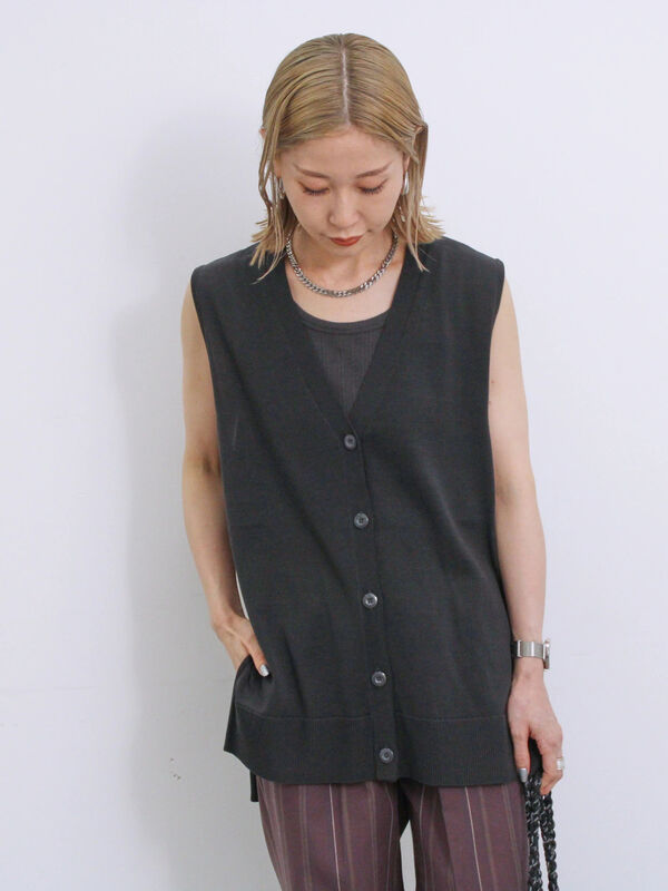 ◎ニットジレ（トップス/カーディガン）【セール】｜Samansa Mos2 blue