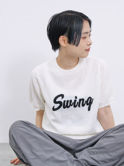 ◎ジャカードロゴニットプルオーバー（オフホワイト/グレー/ネイビー）｜Samansa Mos2 blue（サマンサモスモス ブルー）通販