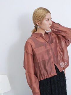 もなか バーガンディ フリルリボンシャツ もなか バーガンディ フリルリボンシャツ もなか様専用