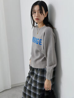 Eusselunoフード付きグレーセーター アブストラクトルーズニット（ニット/セーター）｜epnok（エプノック