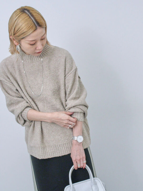 ラメ入りブークレヤーンプルオーバー（トップス/ニット・セーター