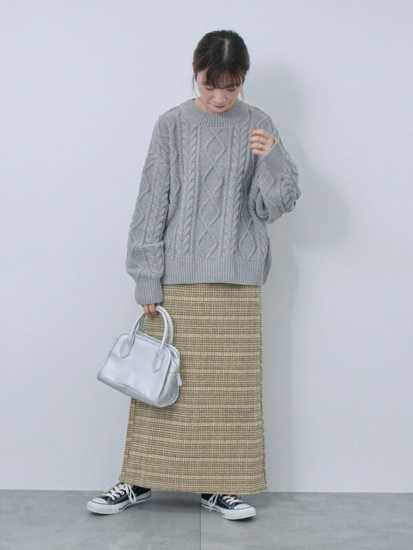 ツイードチェックタイトスカート（ボトムス/スカート）【セール