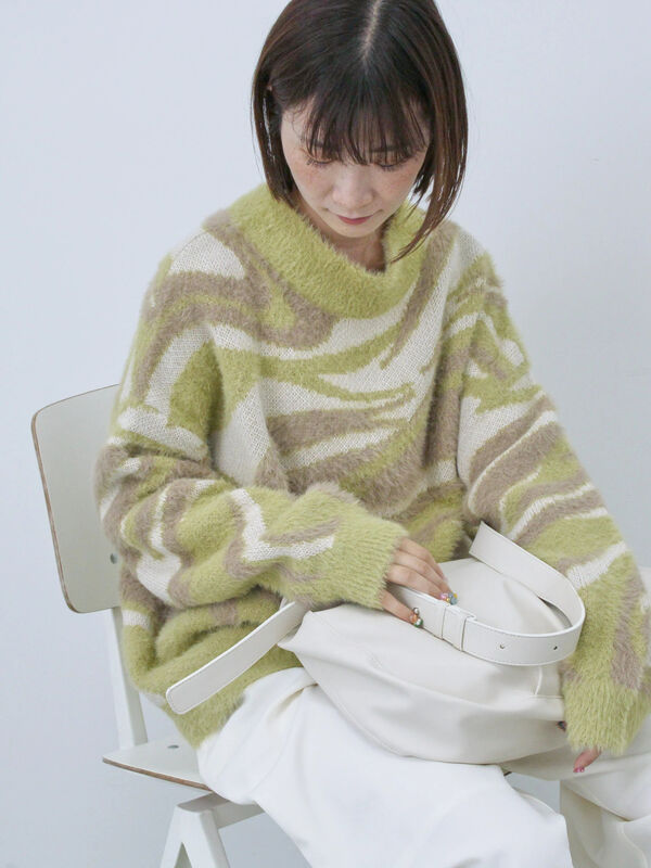 マーブル柄フェザーヤーンニットプルオーバー（トップス/ニット