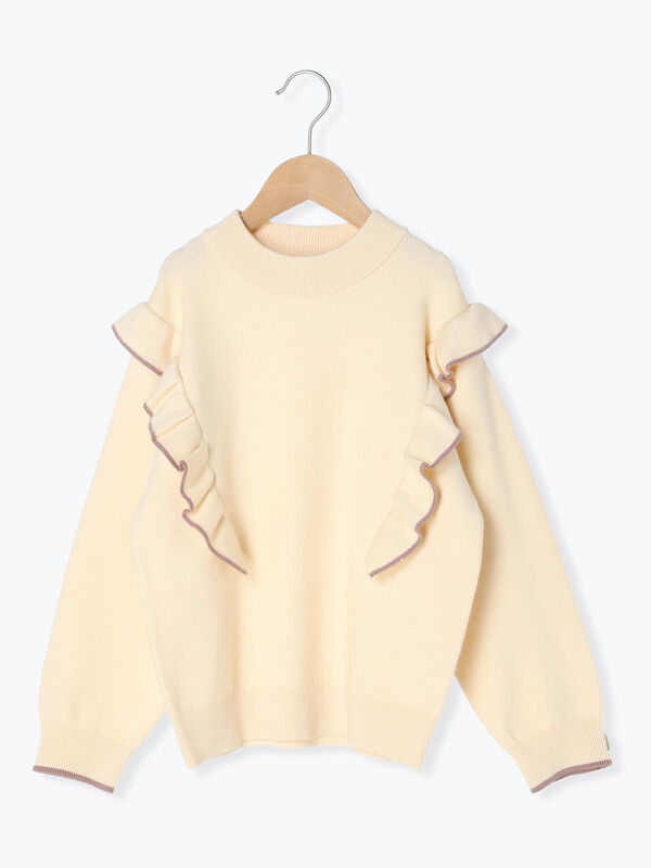 配色フリルニットプルオーバー（トップス/ニット・セーター）【セール