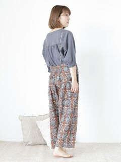 美品】ヤンマ産業 会津木綿 キュロット グリーン ガウチョパンツ